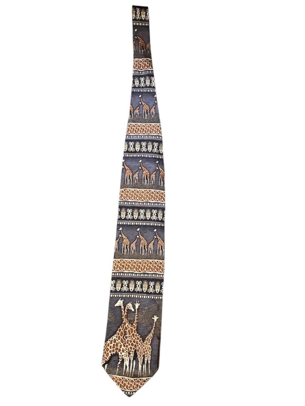 Tesoro Rosso Uomo Moda 100% Silk Handmade Tie Giraffe African Tribal Safari - Picture 2 of 5
